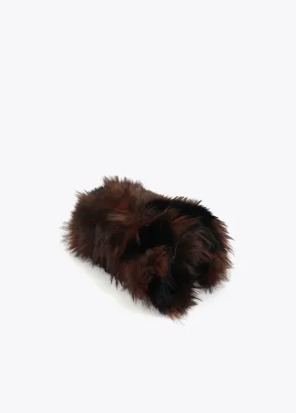 Bufanda combinada de punto y tejido efecto pelo