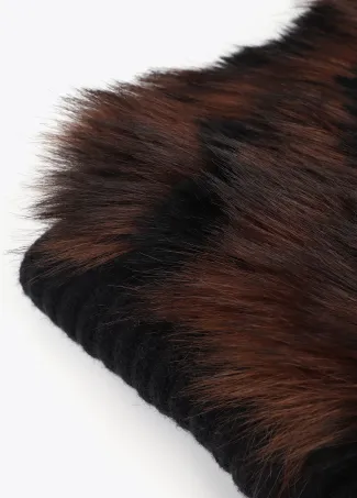 Bufanda combinada de punto y tejido efecto pelo