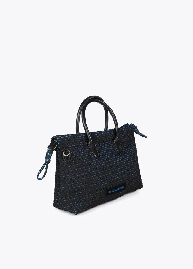 Bandolera tejido rejilla interior azul