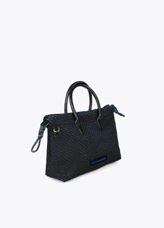 Bandolera tejido rejilla interior azul