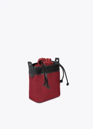 Bolso bandolera combinado tejido y efecto piel