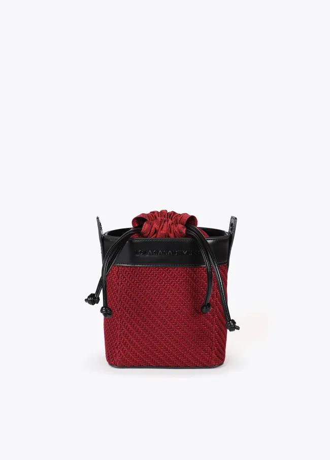 Crossbody bag in contrast fabric and faux leather