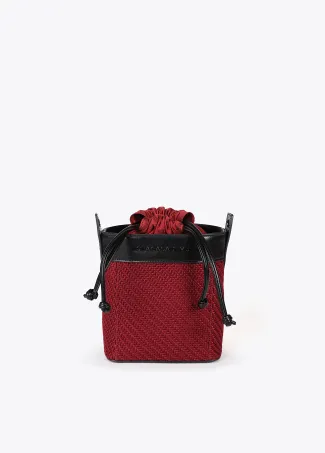 Crossbody bag in contrast fabric and faux leather