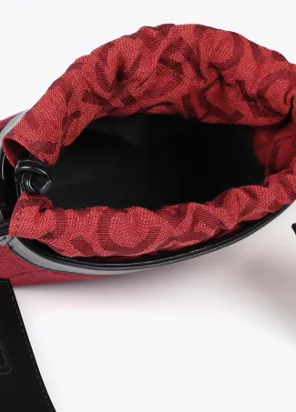 Bolso bandolera combinado tejido y efecto piel