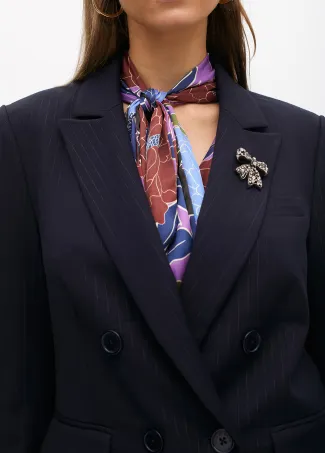 Plystripe blazer with jewel detail on lapel