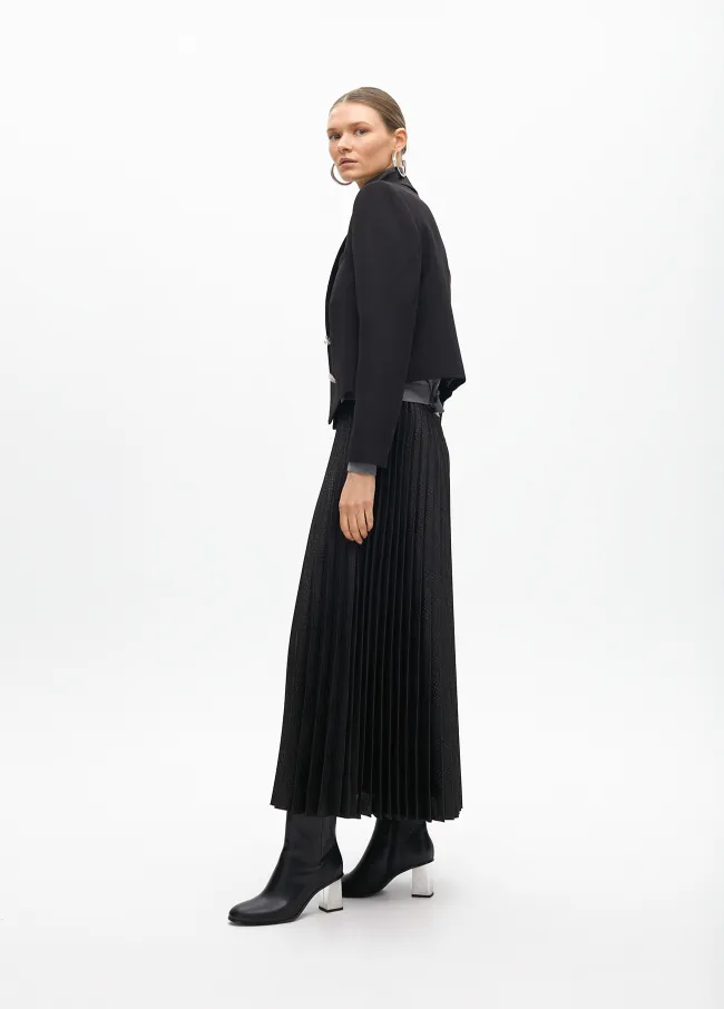 Pleated midi skirt animal print