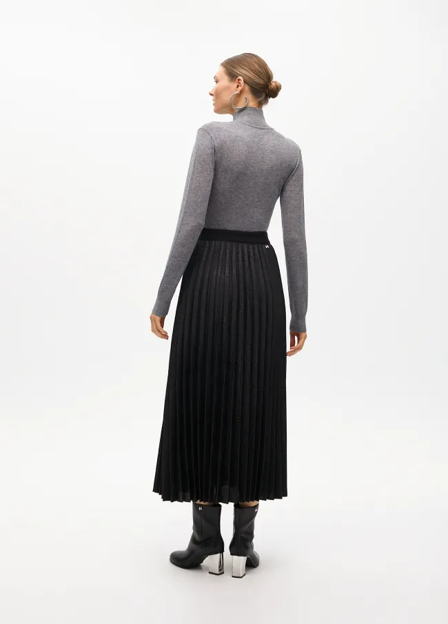 Pleated midi skirt animal print