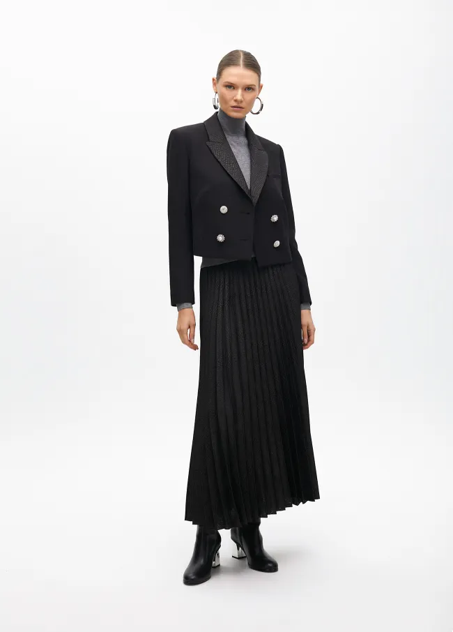 Pleated midi skirt animal print