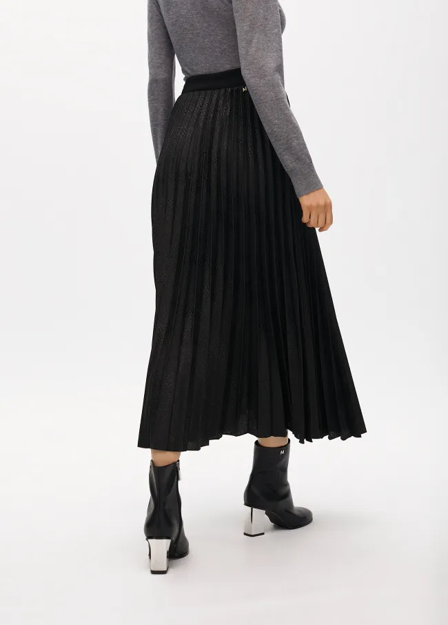 Pleated midi skirt animal print