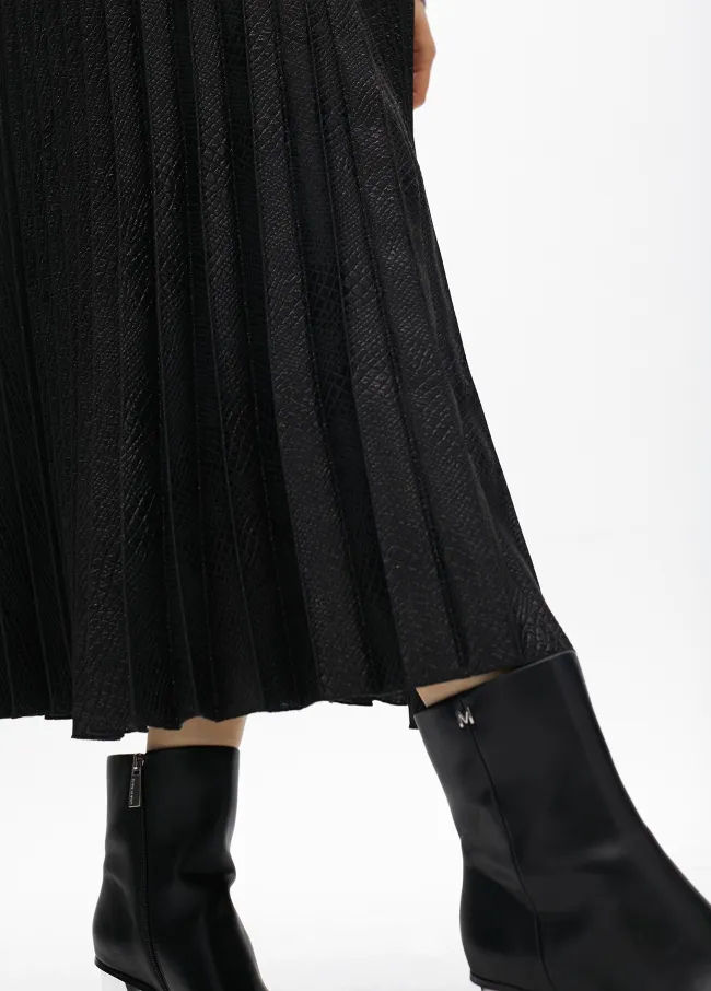 Pleated midi skirt animal print