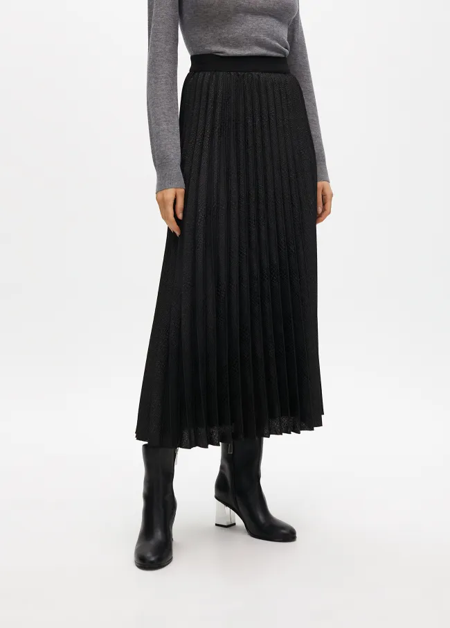 Pleated midi skirt animal print
