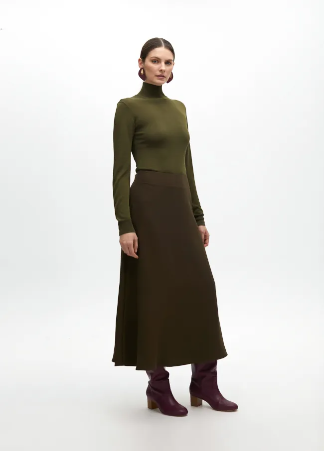 Crepe midi skirt flared
