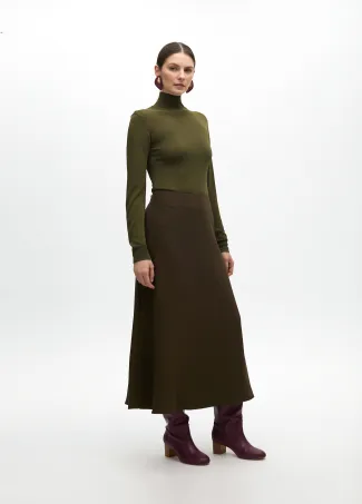 Crepe midi skirt flared