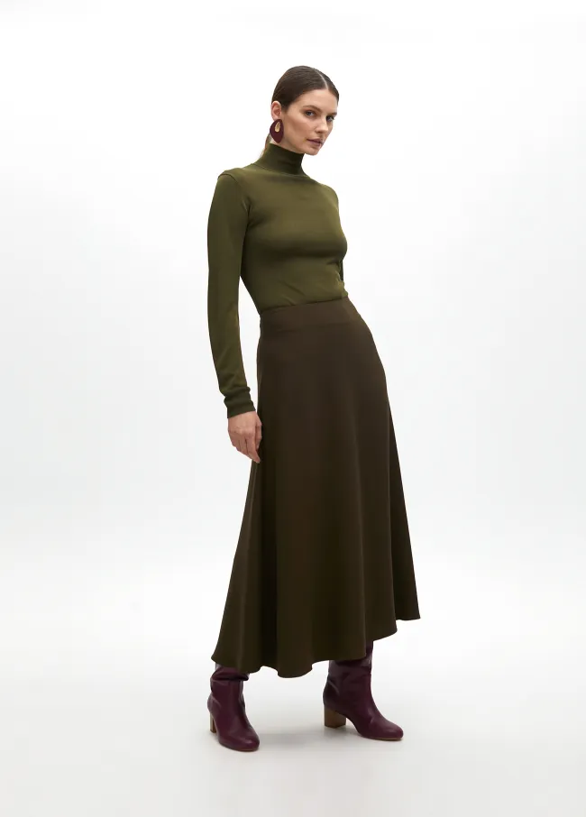 Crepe midi skirt flared