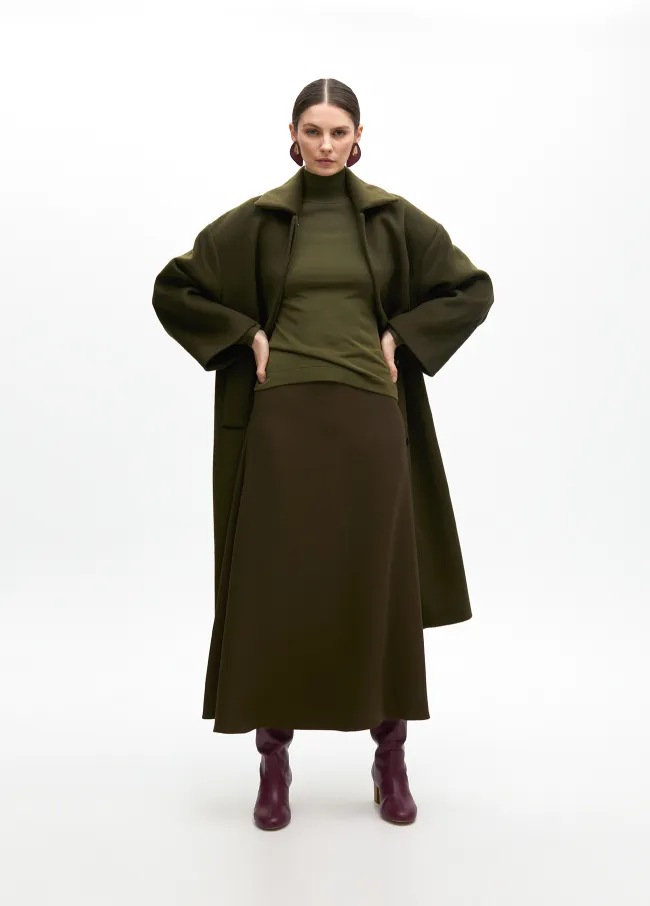 Crepe midi skirt flared