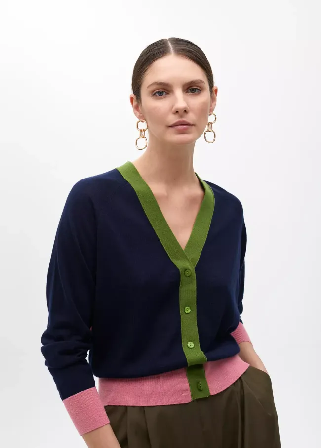 Three-tone cardigan