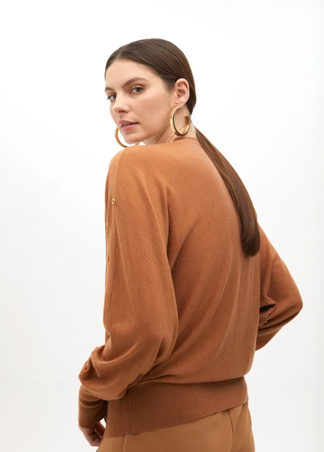 Drop sleeve sweater with eyelets