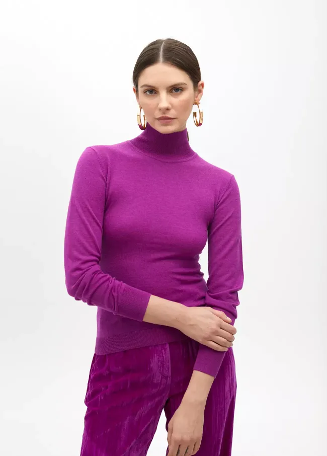 Wool blend high neck sweater