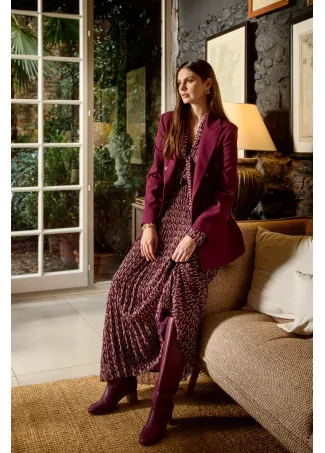 Long pleated dress with logotyped