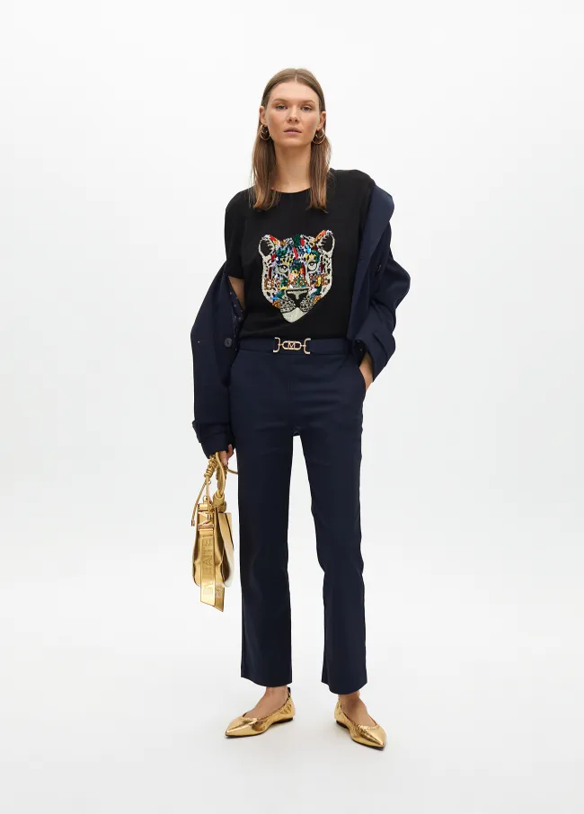 Animal T-shirt with rhinestones