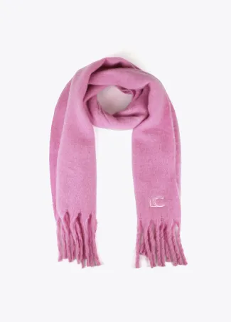 Plain scarf with thick fringing