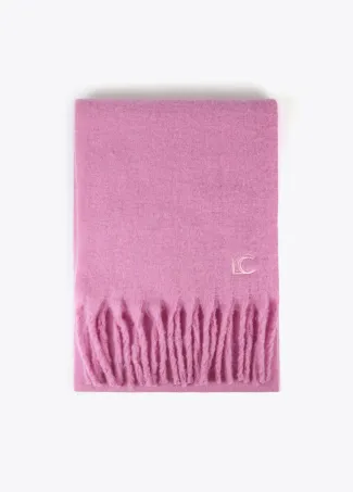 Plain scarf with thick fringing