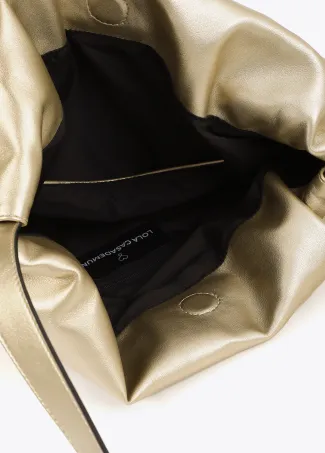 Faux leather tote bag with oval LC logo.
