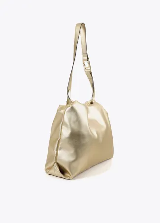 Faux leather tote bag with oval LC logo.