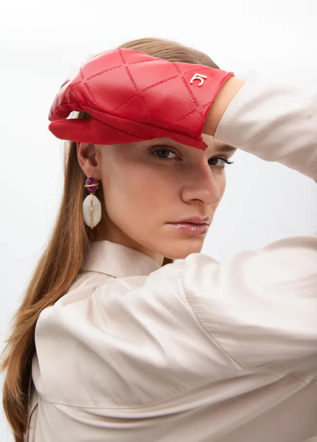 Check crossover logo gloves