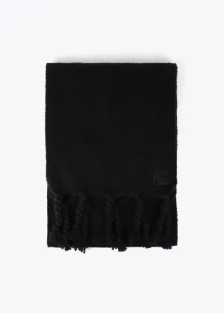 Plain scarf with thick fringing