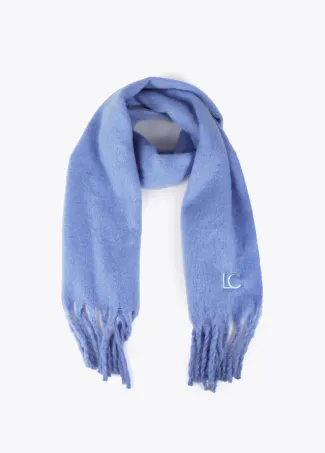 Plain scarf with thick fringing