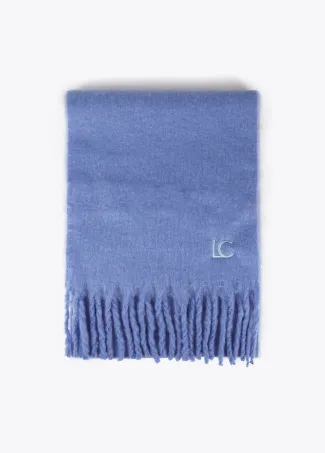Plain scarf with thick fringing