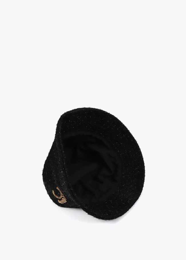 Tweed bucket hat with leopard LC logo