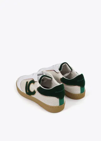 Trainers with snakeskin effect and leather details