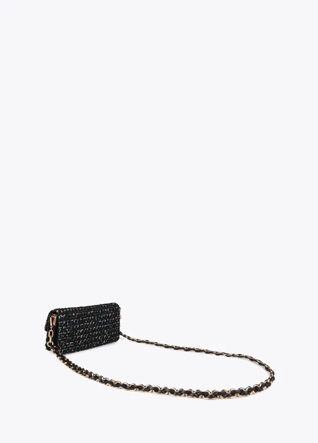 Tweed crossbody baguette bag