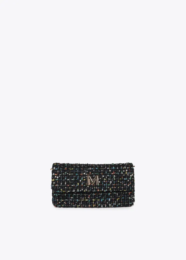 Tweed crossbody baguette bag