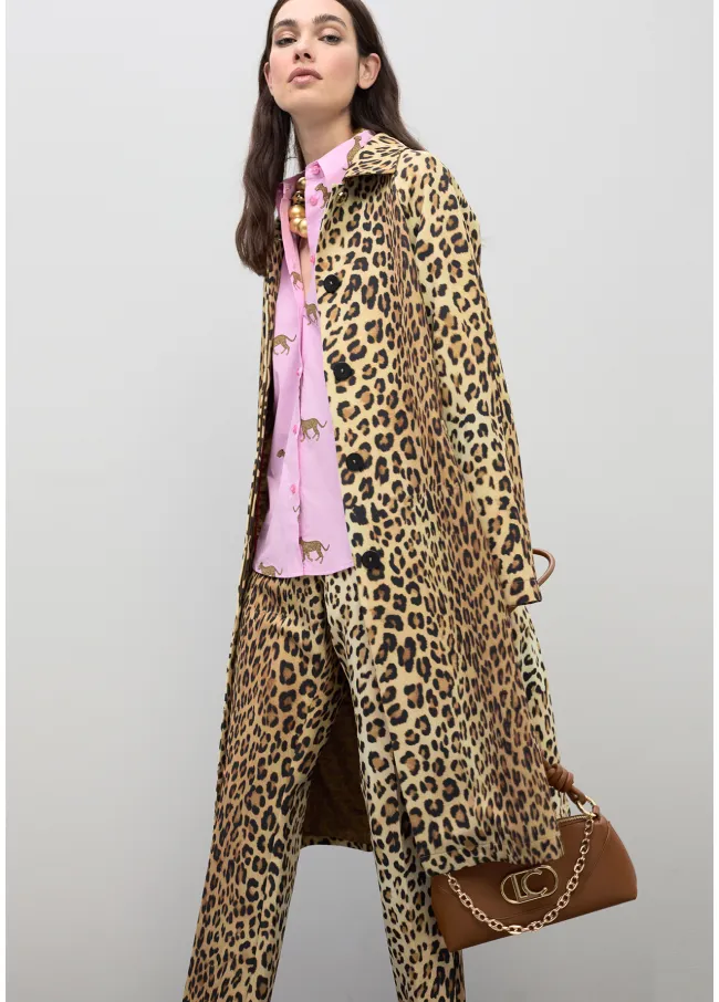 Trench recto estampado animal