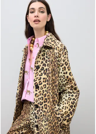 Straight fit animal print trench coat