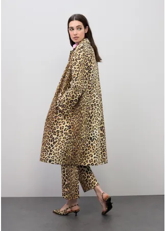 Straight fit animal print trench coat