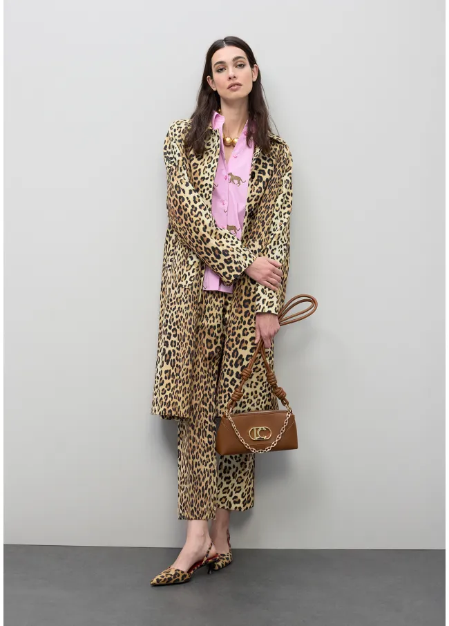 Trench recto estampado animal