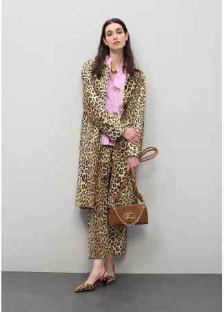 Straight fit animal print trench coat