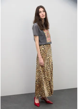 Animal print satin skirt