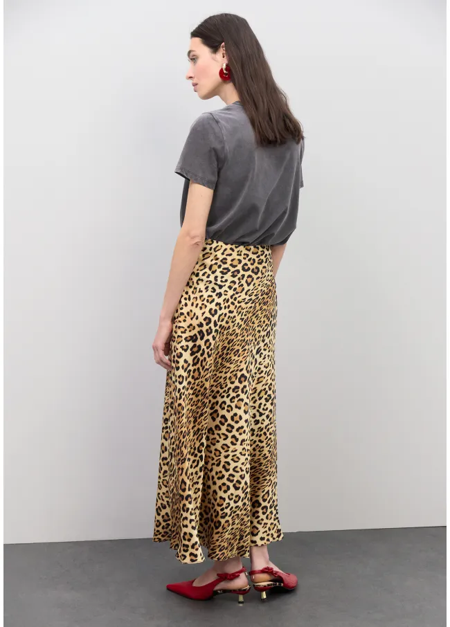 Animal print satin skirt