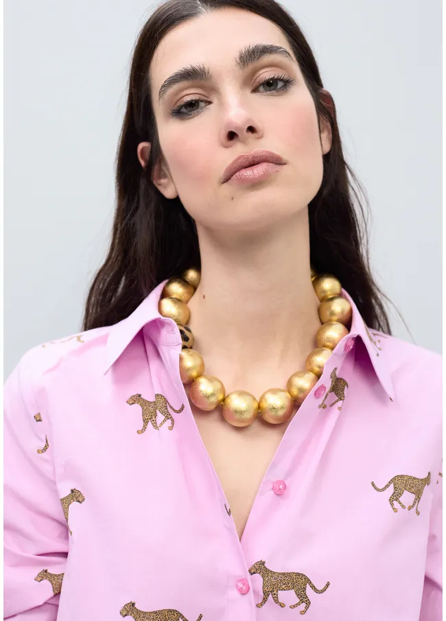 Leopard print poplin shirt