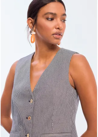 Striped twill waistcoat