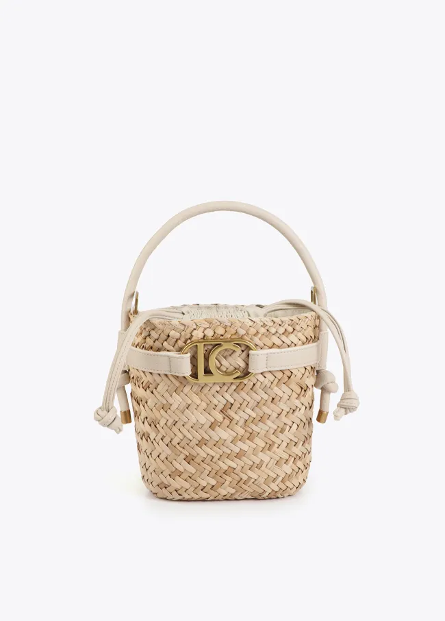 Bucket bag with faux leather details
