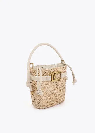Bucket bag with faux leather details