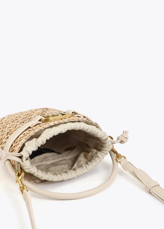 Bucket bag with faux leather details