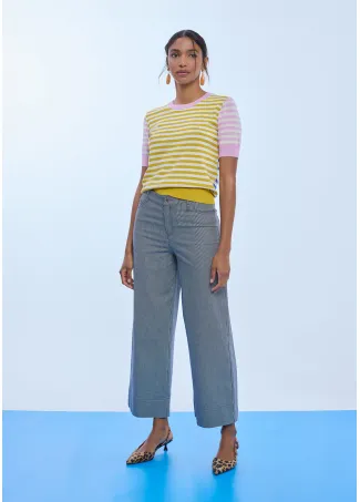 Striped twill culottes