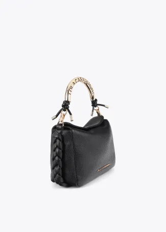 Cutwork crossbody bag with metal handle